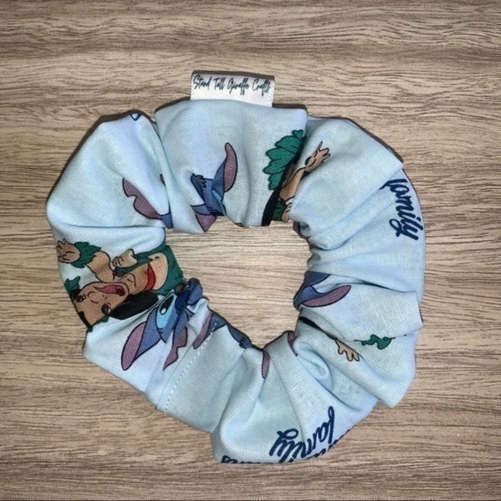 $7ea or 3/$15 Disney Lilo Stitch “ohana means family” hair Scrunchie new
